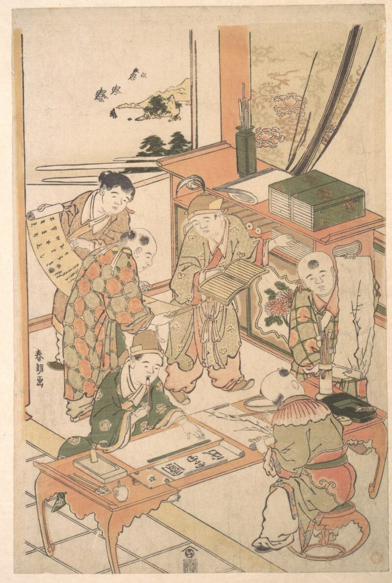 Chinese_boys_learning_to_paint_Katsushika_Hokusai_1785_learn_while_working_from_home